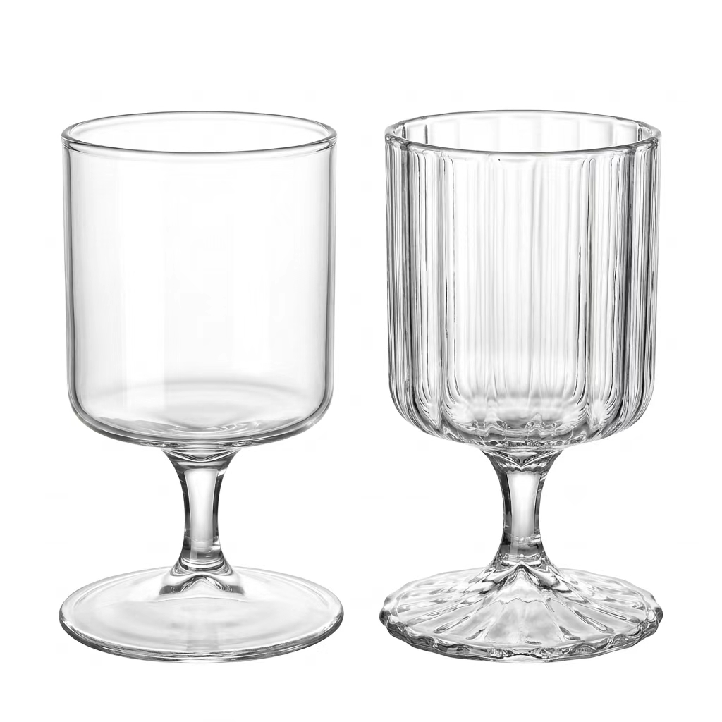 Espresso Shot Glass - 2‑Style Clear Stemmed Glass Goblet Retro